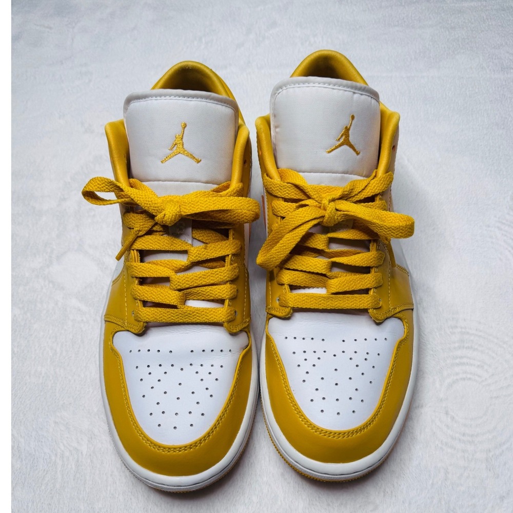 Jordan 1 Low Pollen 2021 Mens 10.5 White Yellow Leather Sneakers 553558-171